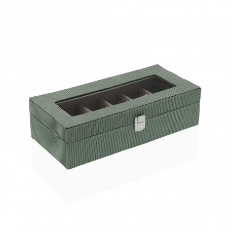 CAJA DE PANA VERDE PARA 6 RELOJES