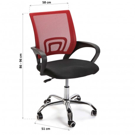 SILLA OFICINA NEGRA/ROJA
