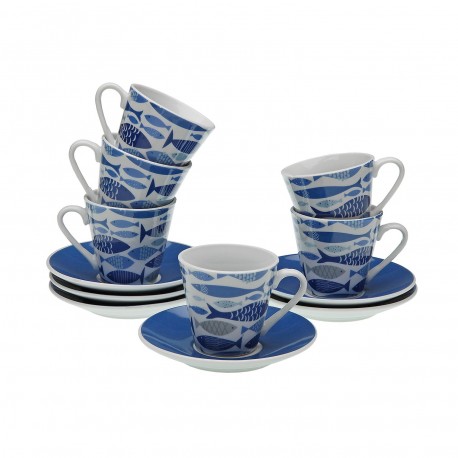 SET 6 TAZAS CAFE CON PLATO AQUA 2