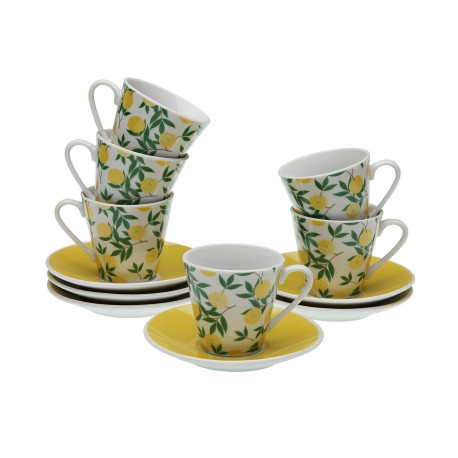 SET 6 TAZAS CAFE CON PLATO LEMONS