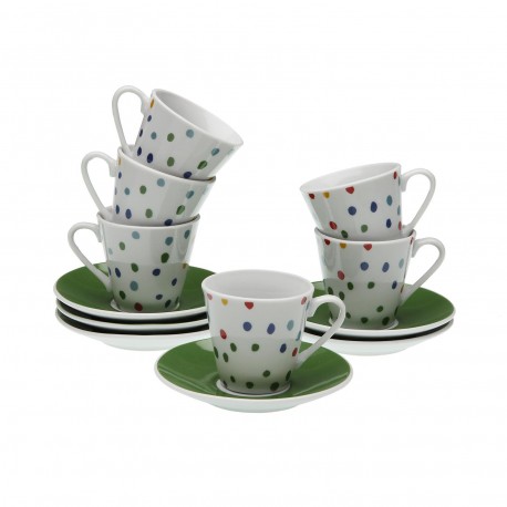 SET 6 TAZAS CAFE CON PLATO DOTTY