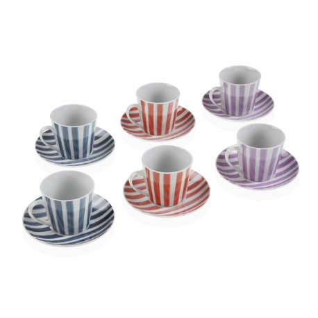 SET 6 TAZAS TE CON PLATO LINES