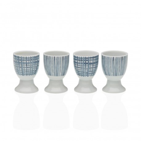 SET 4 SOPORTE HUEVOS RAYAS AZULES