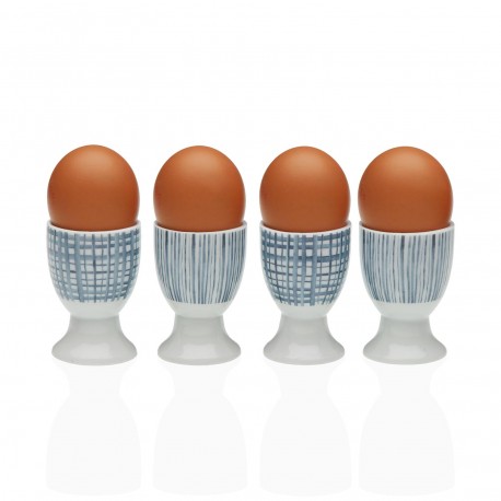 SET 4 SOPORTE HUEVOS RAYAS AZULES
