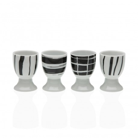 SET 4 SOPORTE HUEVOS RAYAS NEGRAS