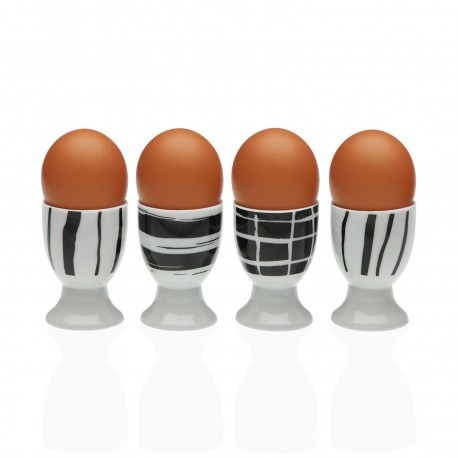 SET 4 SOPORTE HUEVOS RAYAS NEGRAS