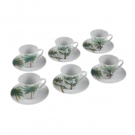 SET 6 TAZAS CAFE CON PLATO HOJAS