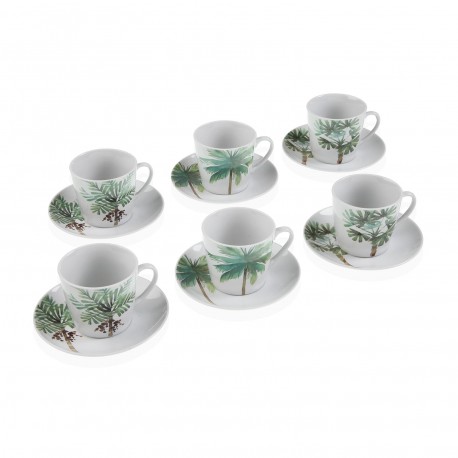 SET 6 TAZAS TE CON PLATO HOJAS