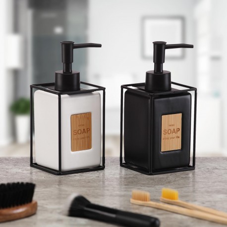 DISPENSADOR BLANCO BORDE METAL NEGRO