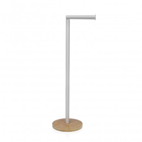 PORTAROLLOS BLANCO CON BASE DE BAMBU
