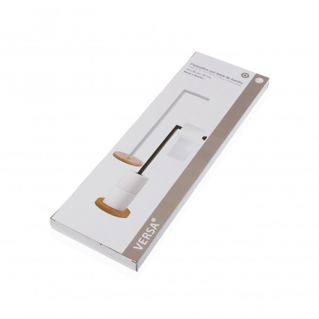PORTAROLLOS BLANCO CON BASE DE BAMBU