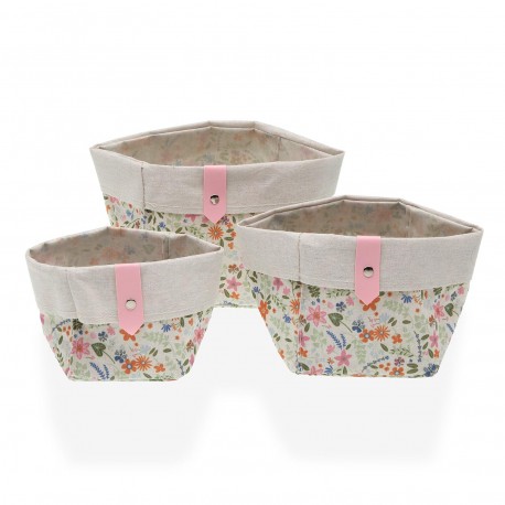 SET 3 CESTAS CUADRADAS FLOWERS