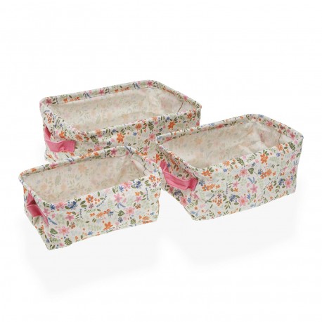 SET 3 CESTAS RECTANGULARES FLOWERS