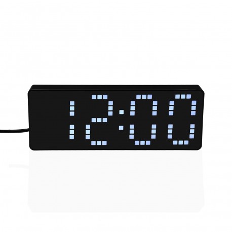 RELOJ DESPERTADOR DIGITAL NEGRO LUZ BLANCA