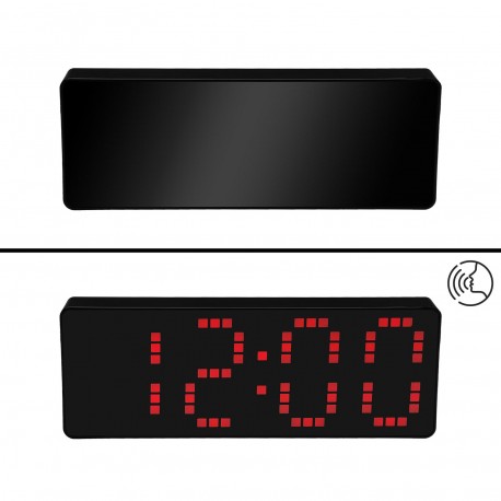 RELOJ DESPERTADOR DIGITAL NEGRO LUZ ROJA