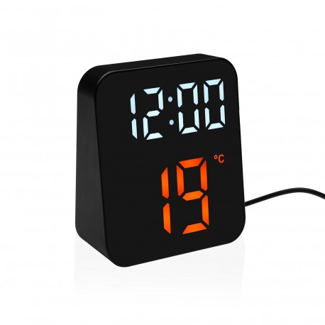 RELOJ DESPERTADOR DIGITAL NEGRO LUZ BLANCA Y NARAN RELOJ DESPERTADOR DIGITAL NEGRO LUZ BLANCA Y NARAN