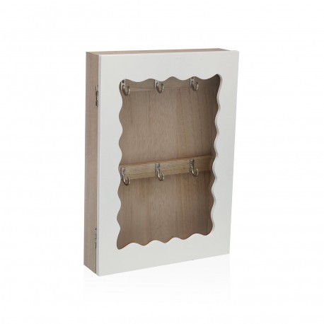 CAJA LLAVES MADERA BLANCA ONDULADA