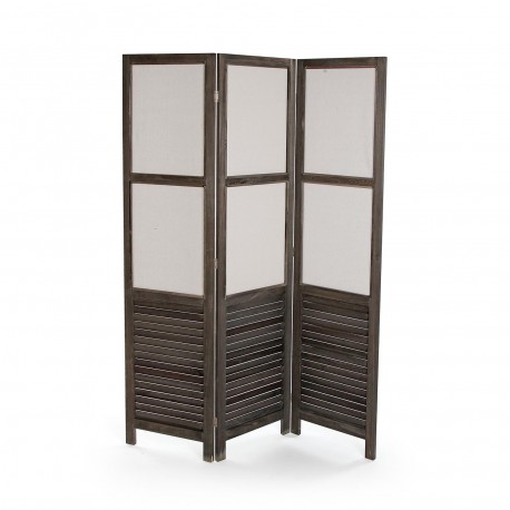 BIOMBO MADERA OSCURA CON VENTANAS OPACAS