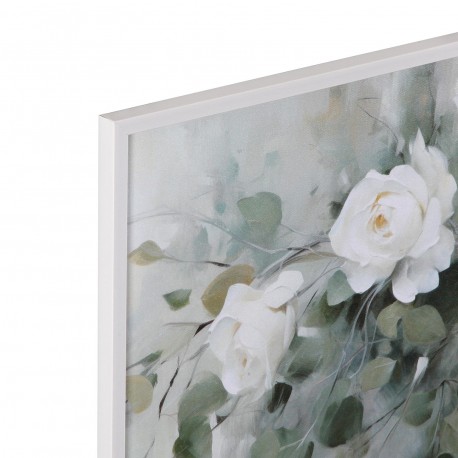 LIENZO 40 X 40 ROSAS BLANCAS