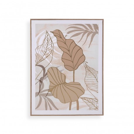 LIENZO 45 X 60 HOJAS TROPICALES OCRE 2