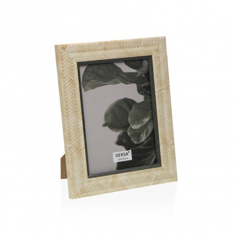 PORTAFOTOS CREMA CON BORDES GRISES 13 X 18