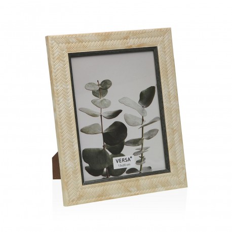 PORTAFOTOS CREMA CON BORDES GRISES 15 X 20