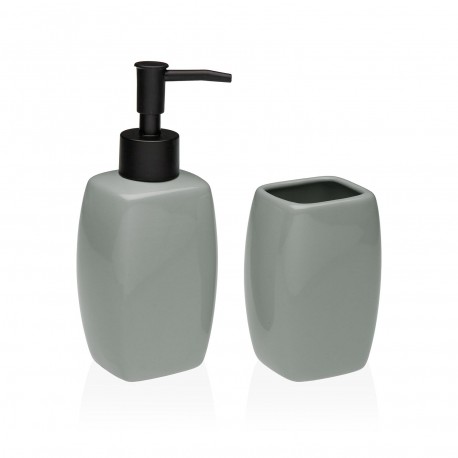 SET JABONERA Y PORTACEPILLOS GRIS