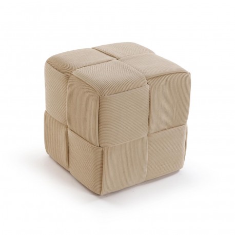 PUF CUADRADO CORDUROY CREMA