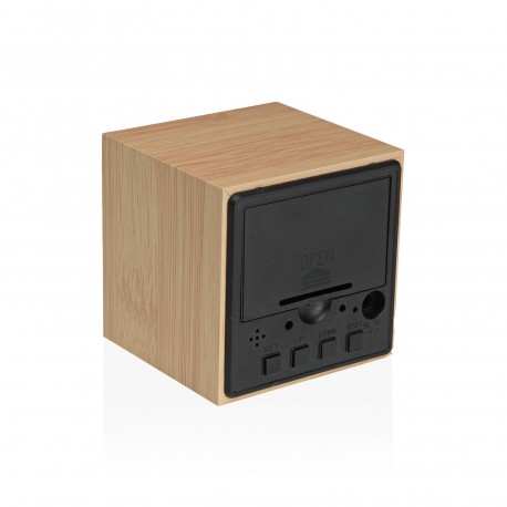 RELOJ CUADRADO MADERA CON LED