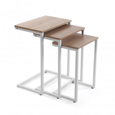 JUEGO 3 MESAS INDUSTRIAL WHITE