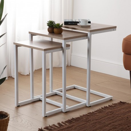 JUEGO 3 MESAS INDUSTRIAL WHITE