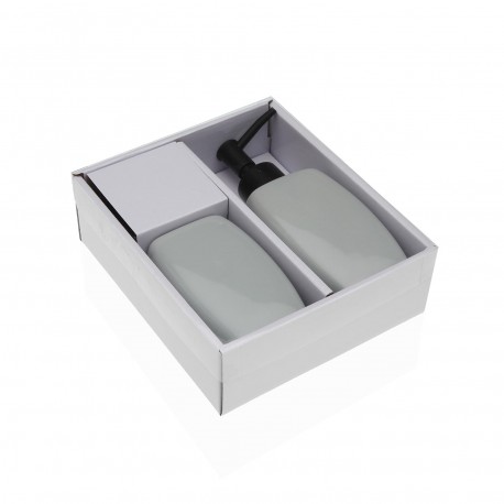 SET JABONERA Y PORTACEPILLOS GRIS