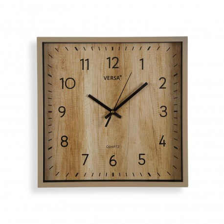 RELOJ DE PARED CUADRADO EFECTO MADERA 30,8CM
