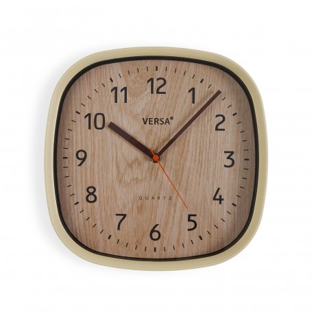 RELOJ DE PARED CUADRADO MADERA CL 31CM