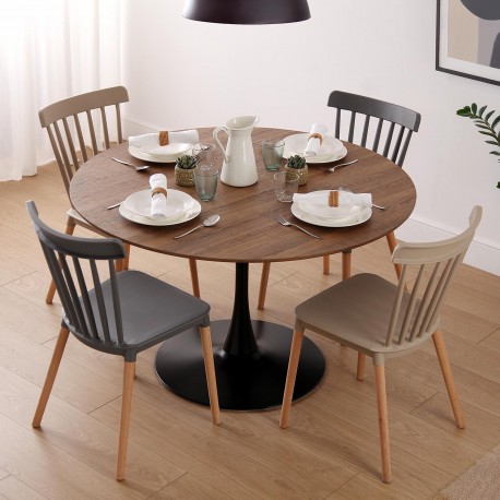 MESA NATURAL LIA 120 CM CON BASE NEGRA