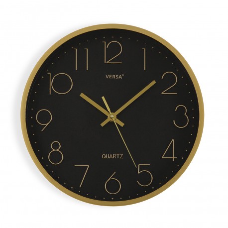 RELOJ DE PARED NEGRO/DORADO