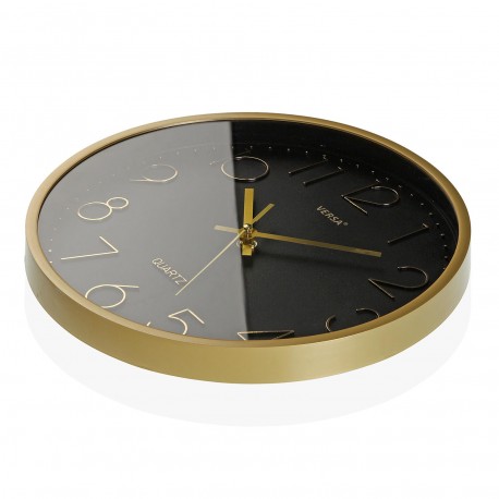 RELOJ DE PARED NEGRO/DORADO