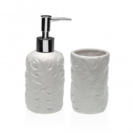 SET BAÑO 2 PCS HOJAS BLANCO