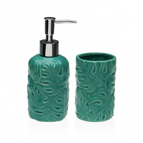 SET BAÑO 2 PCS HOJAS VERDE