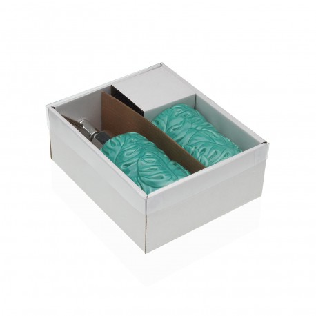 SET BAÑO 2 PCS HOJAS VERDE