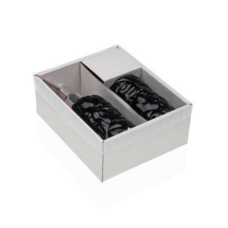 SET BAÑO 2 PCS HOJAS NEGRO