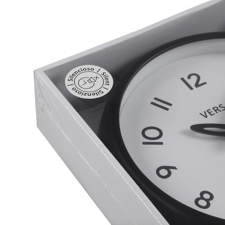RELOJ DE PARED BLANCO MARCO NEGRO 24,4CM