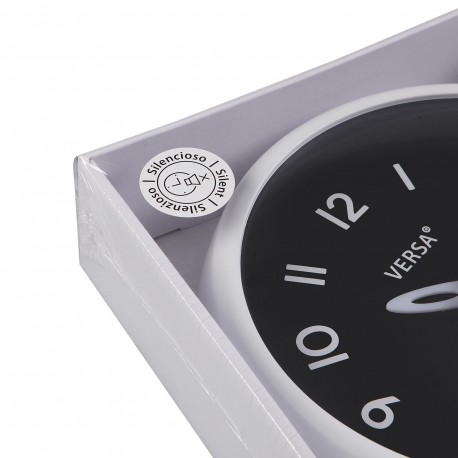 RELOJ DE PARED NEGRO MARCO BLANCO 24,4CM
