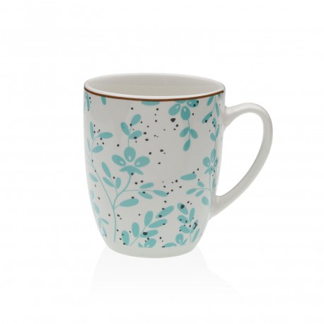 MUG  FLORES TURQUESAS
