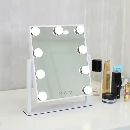 ESPEJO RECTANGULAR CON 9 LUCES LED CON SOPORTE