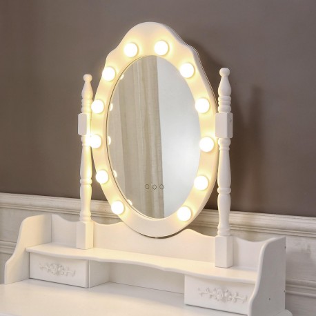 TOCADOR BLANCO CON TABURETE Y LUCES LED CHARM