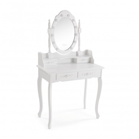 TOCADOR BLANCO CON TABURETE Y LUCES LED CHARM