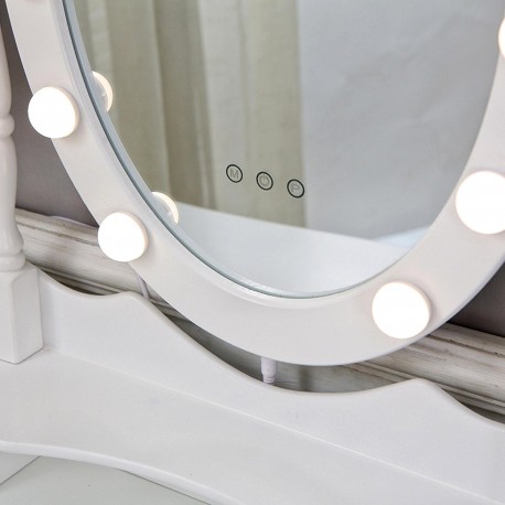 TOCADOR BLANCO CON TABURETE Y LUCES LED GLOW