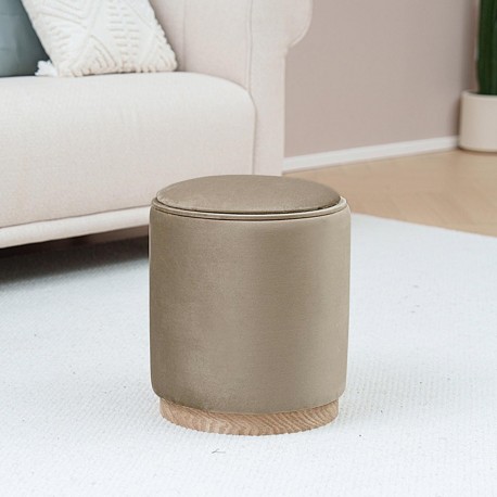 PUFF CON ALMACENAMIENTO Y BANDEJA VELVET BEIGE
