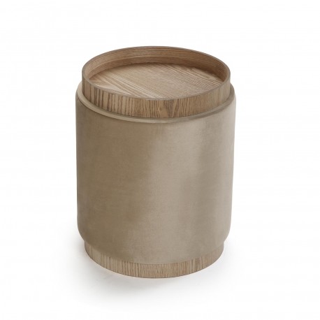 PUFF CON ALMACENAMIENTO Y BANDEJA VELVET BEIGE